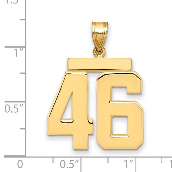 14k Yellow Gold, Athletic Collection, Large Polished Number 46 Pendant - Picture 2 of 4